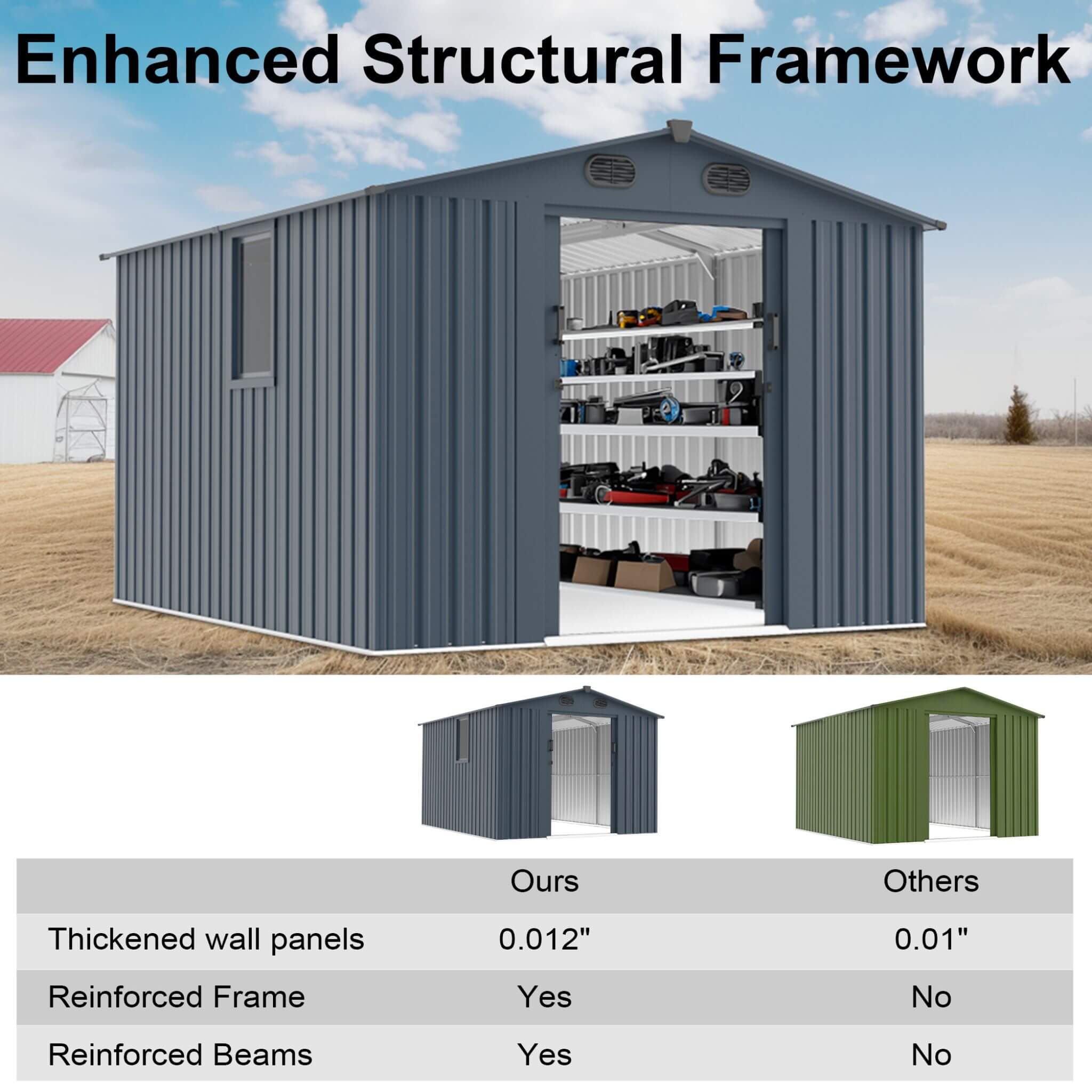 [08X10FT] Alora Large Outdoor Metal Storage Tool Shed With Window And Lockable Doors (SAK32987)
