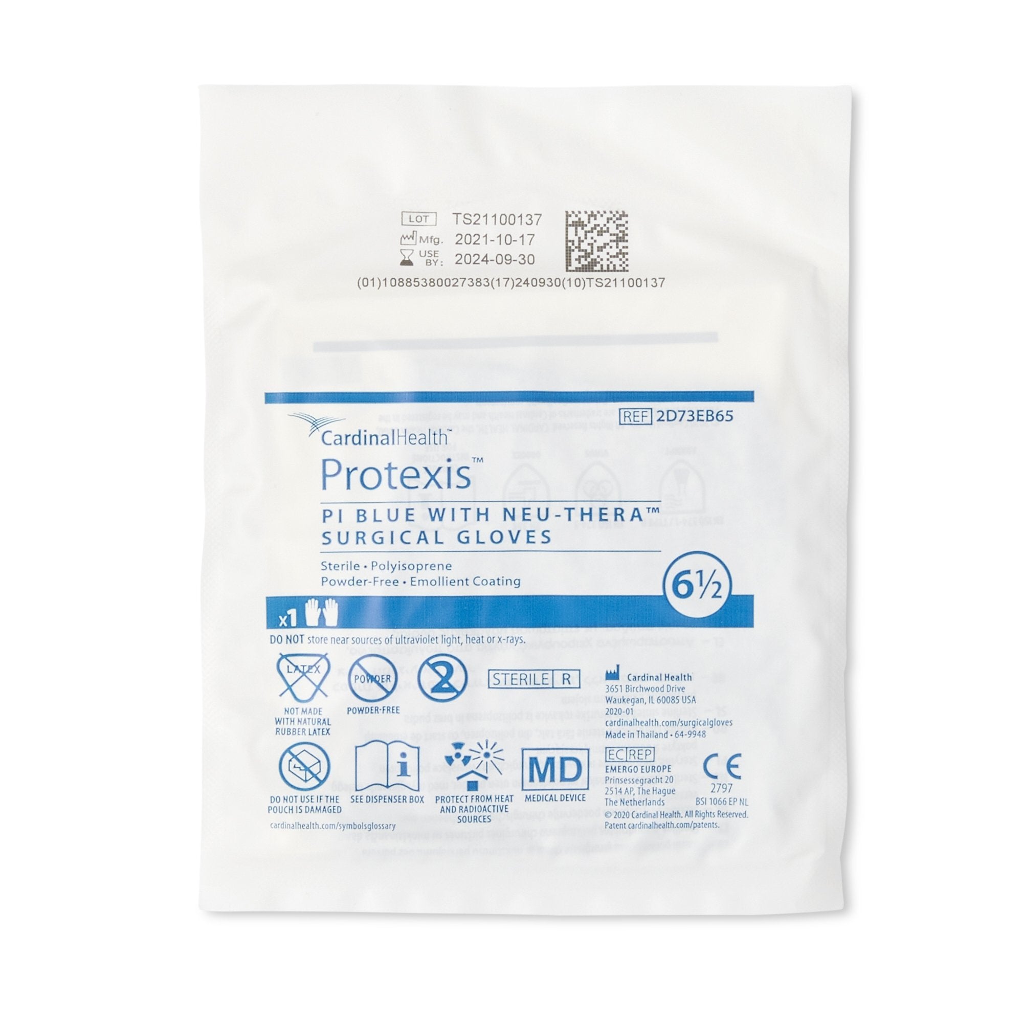 Protexis™ Blue with Neu-Thera® Polyisoprene Surgical Glove, Size 6.5, Blue 2D73EB65