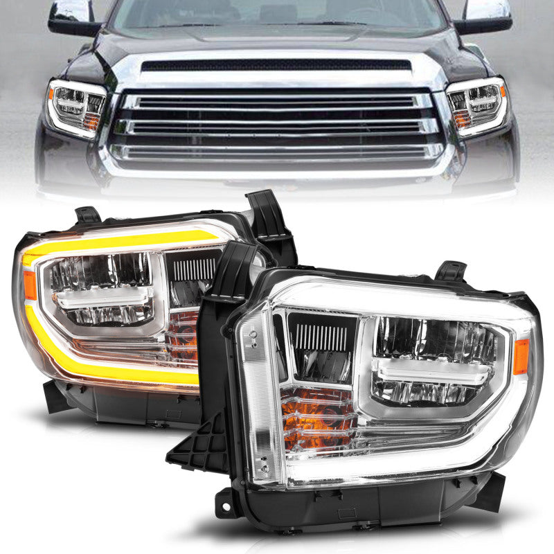 ANZO 2014-2017 Toyota Tundra LED Crystal Headlights w/ Switchback Chrome Housing w/ DRL 111532