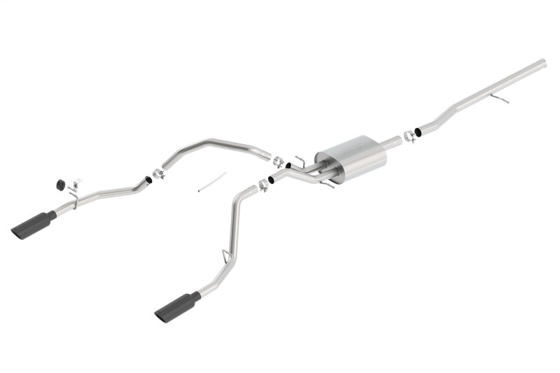 Borla 14 Silv/Sierra 1500 C/B Touring Exh/2.75in in muff 2.25inout 4inTIp SS Rear Exit-Black Chrome 140535BC