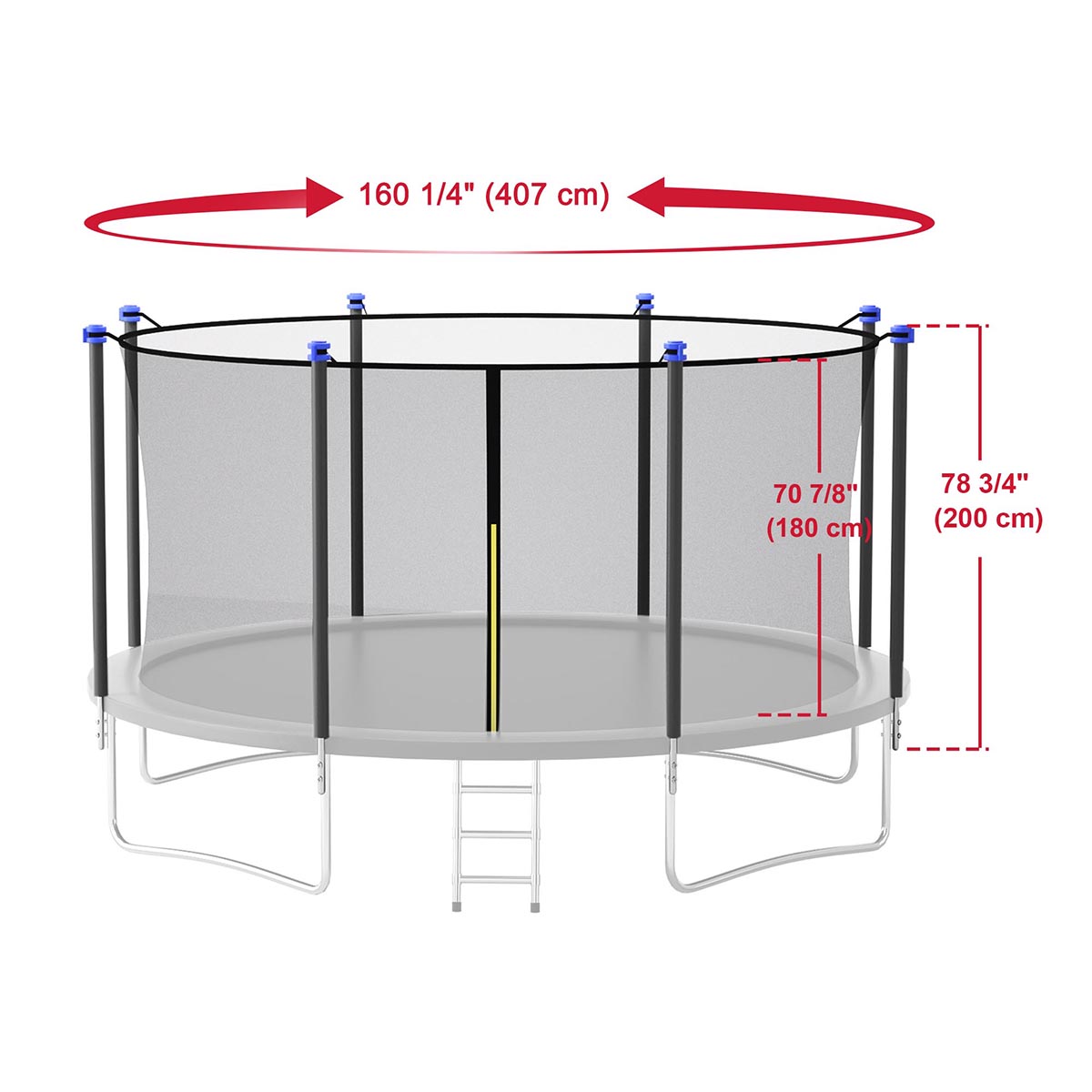 Yescom 15ft Trampoline Safety Net with 8 Poles