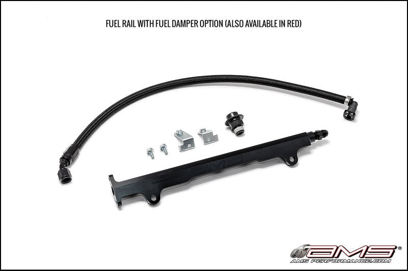 AMS Performance 08-15 Mitsubishi EVO X CNC Machined Aluminum Fuel Rail w/Pulsation Dampener - Black AMS.04.07.0006-2