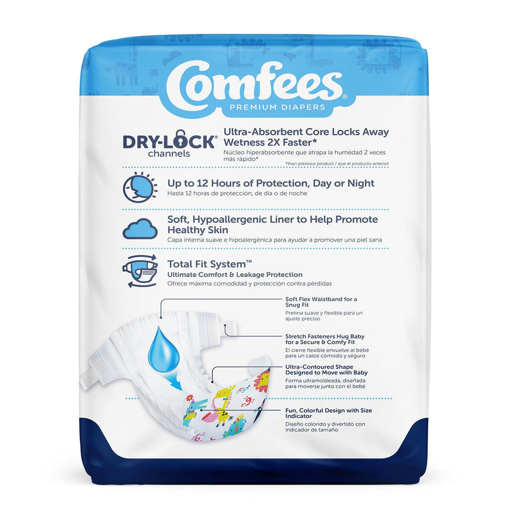 Attends Comfees Premium Baby Diapers, Tab Closure, Kid Design, Size 6 CMF-6