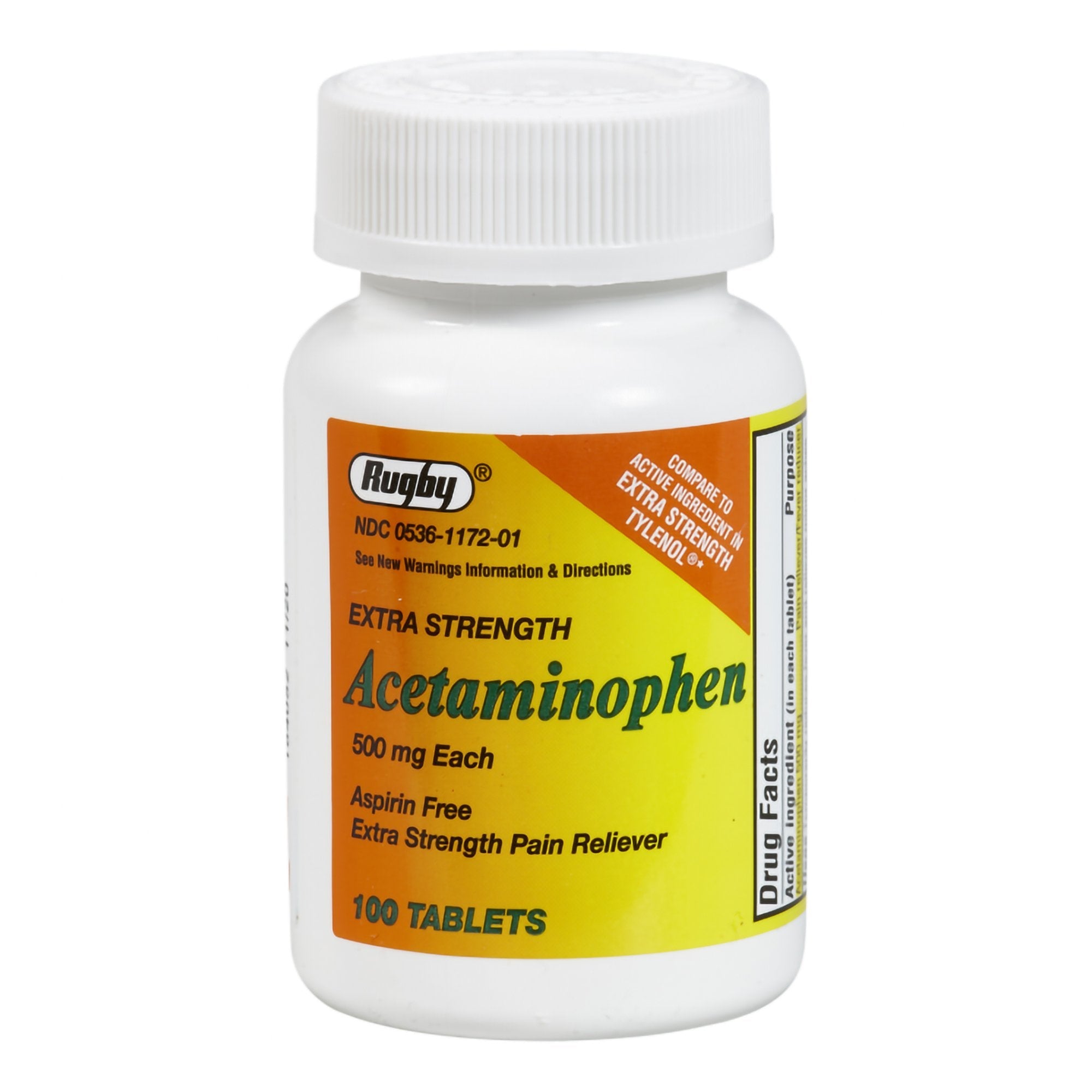 Pain Relief 500 mg Strength Acetaminophen Tablet 100 per Bottle 00536117201