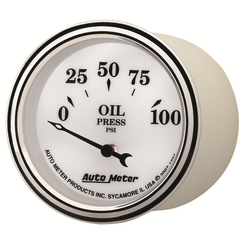AutoMeter Gauge Oil Press 2-1/16in. 100PSI Elec Old Tyme White II 1227