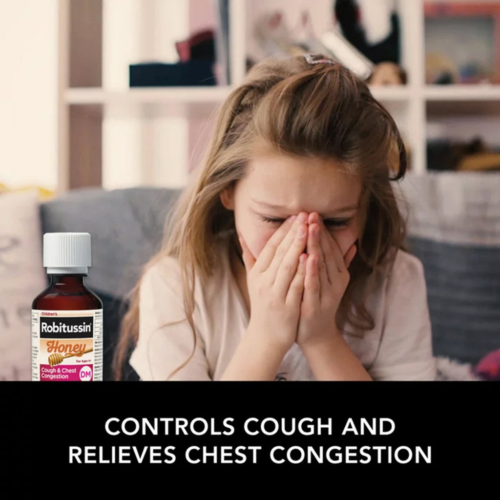 Robitussin Children's Honey Cough & Chest Congestion DM Liquid, 4-ounce bottle 00031876012