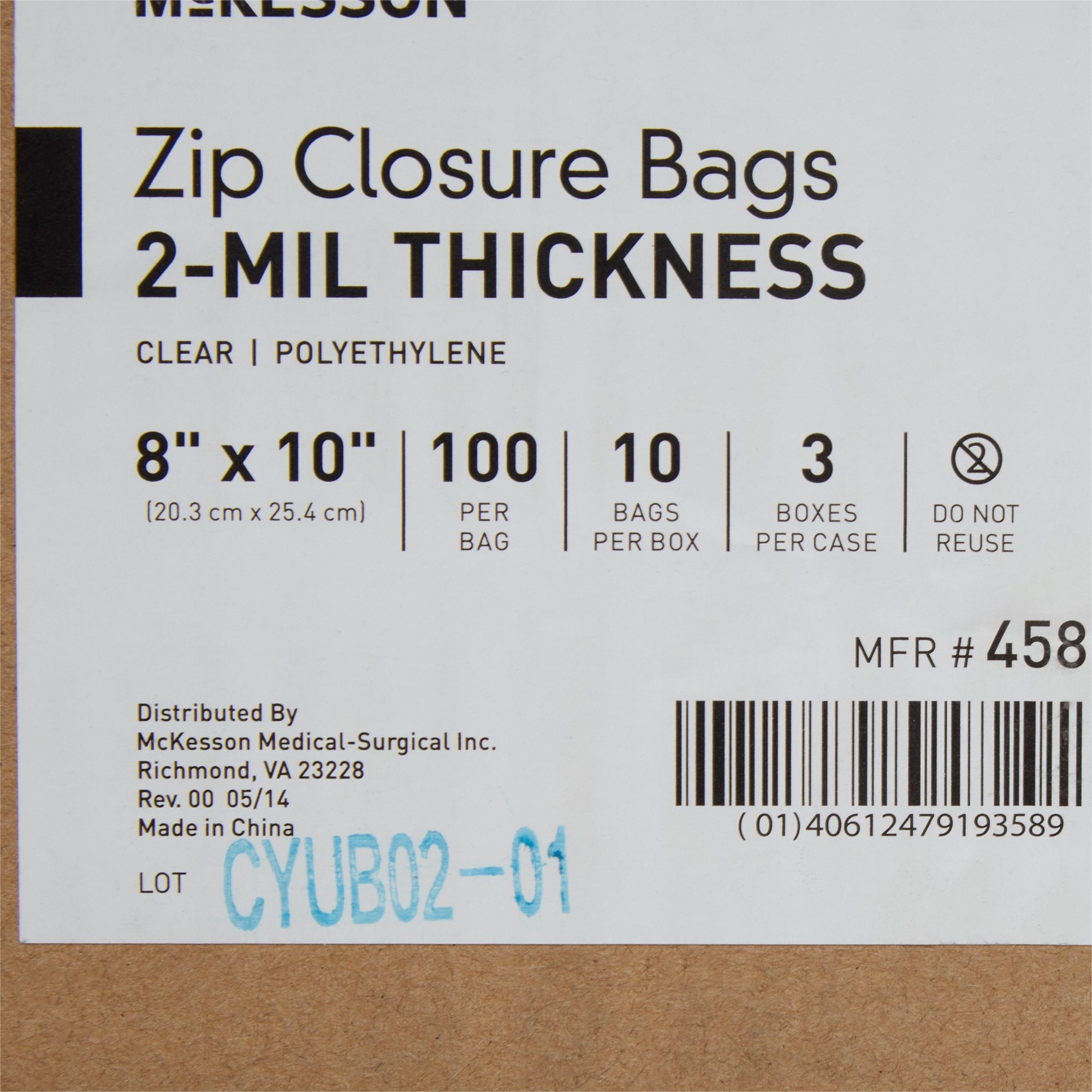 McKesson Zip Closure Bag, 8 X 10 Inches 4581