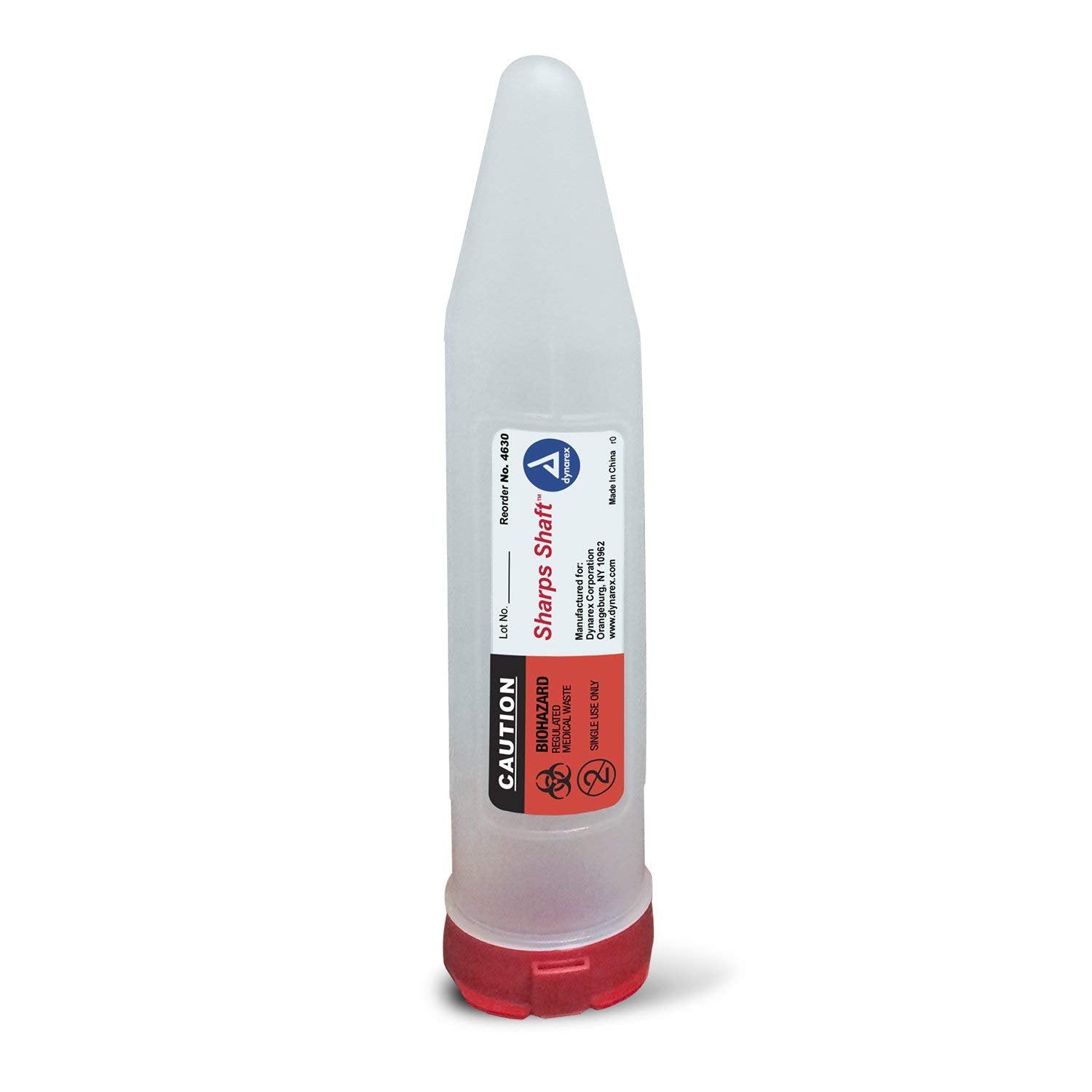 Pocket Shuttle Sharps Container Dynarex® Red Base 1.22 D X 6.37 L Inch Vertical Entry 6 Needles 4630