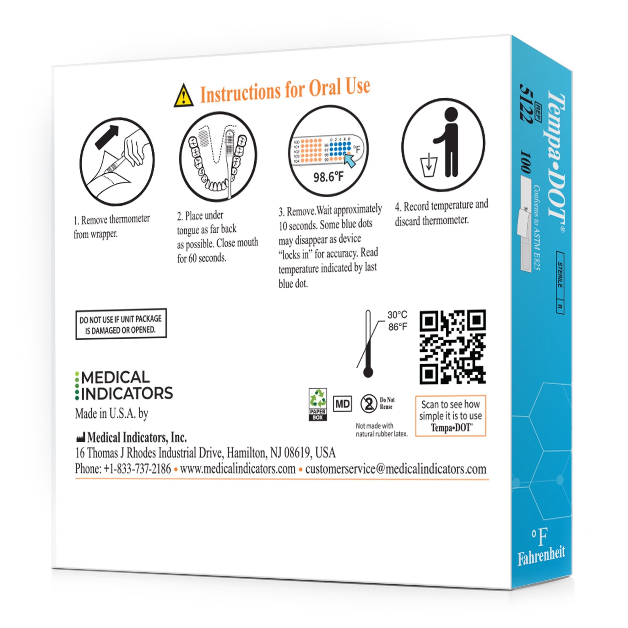 Medical Indicators Tempa·DOT™ Oral / Axillary Thermometer 5122