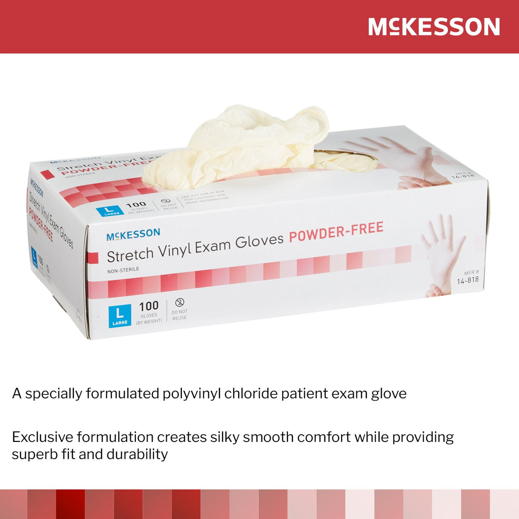 McKesson Stretch Vinyl Exam Glove, Large, Ivory 14-818