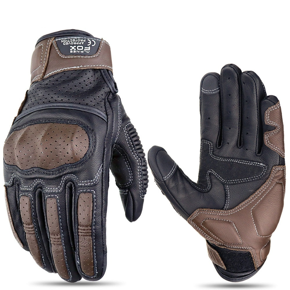 Breathable Touch Screen Motorcycle Riding Leather Gloves Men's Drop-resistant