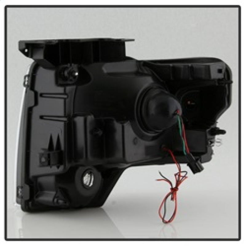 SPYDER xTune Ford F150 Projector Headlights - Light Bar DRL - Black PRO-JH-FF15009-LBDRL-BK 9037252