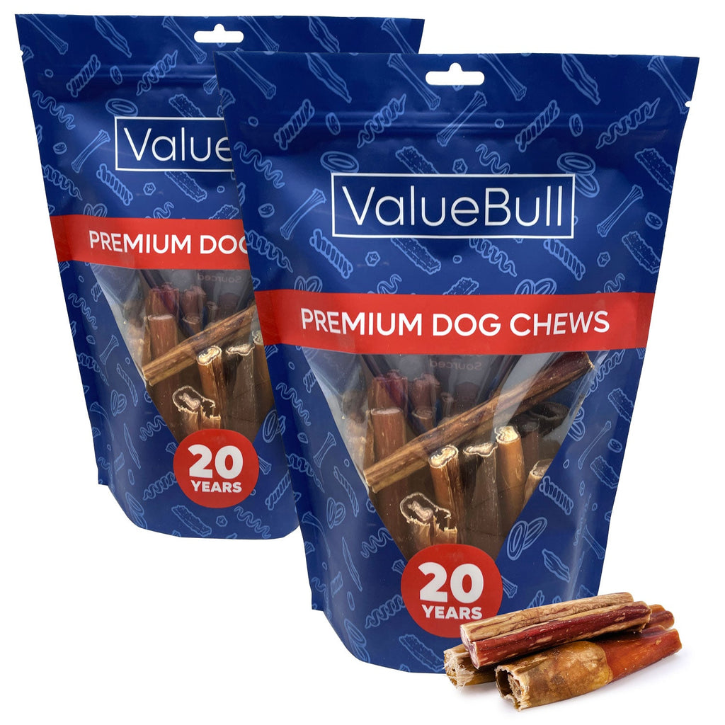 ValueBull Bully Sticks for Large Dogs, Thick 4-6 Inch, Varied Shapes, 50 Count