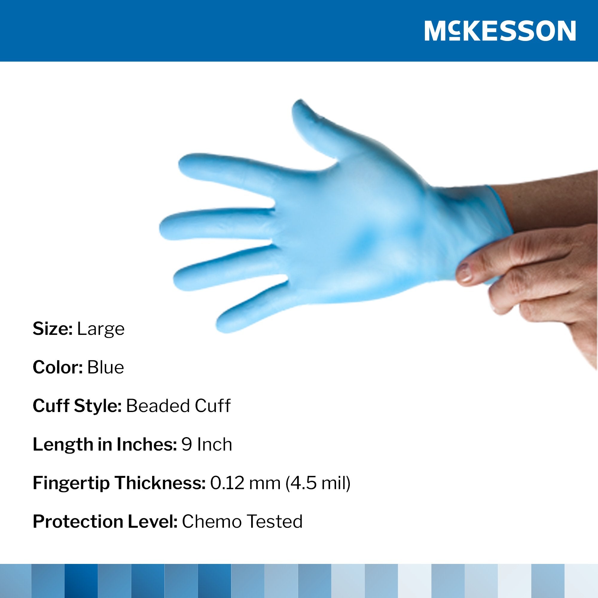 McKesson Confiderm® 4.5C Nitrile Exam Glove, Large, Blue 14-658C