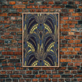 Midcentury Modern Wall art - Framed Canvas Print - Art Deco - Blue colors - Stained glass art - Patterns art - Mosaic art - Living room art