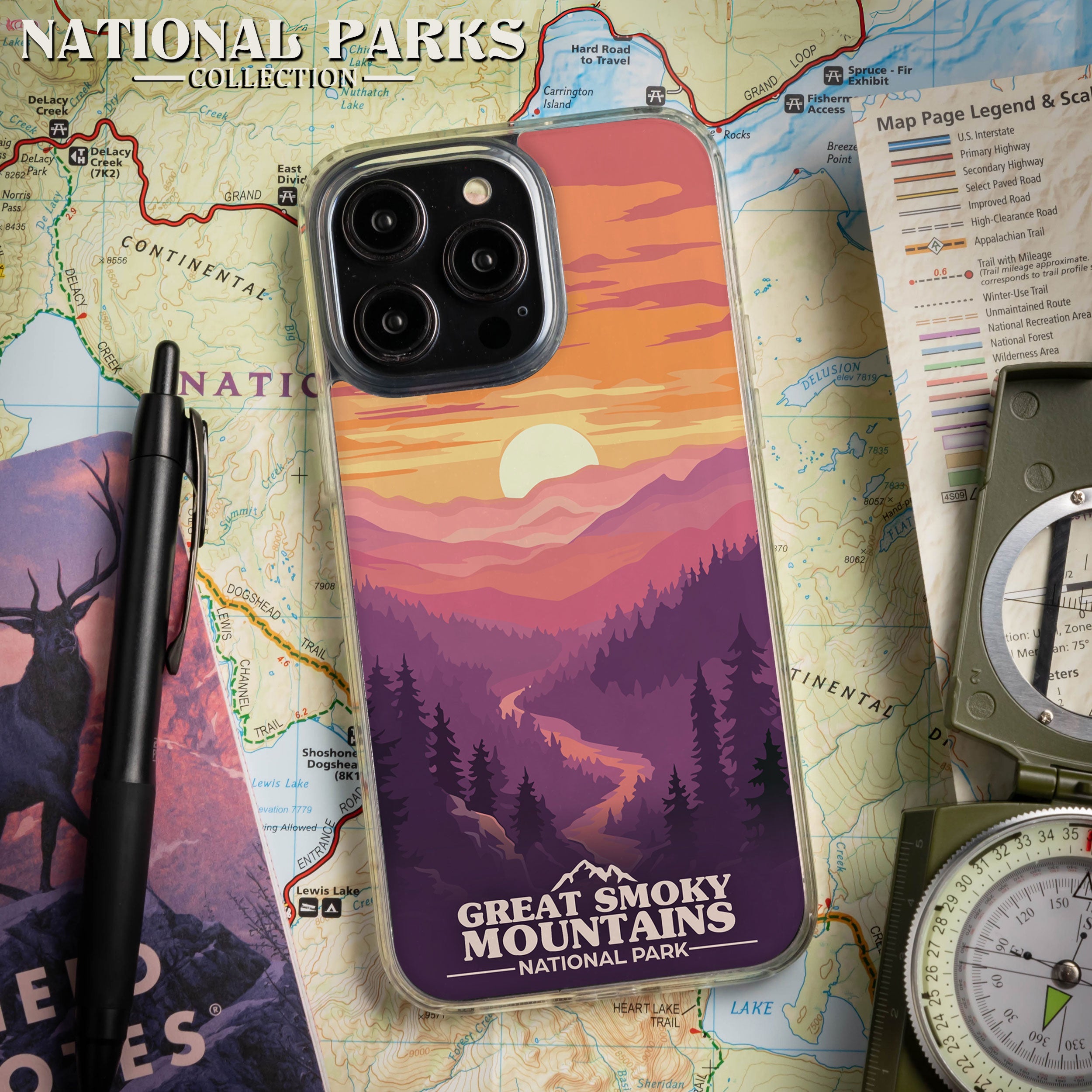National Parks Great Smoky Mountains HD Apple iPhone 14 Series Mag-Safe Phone Case