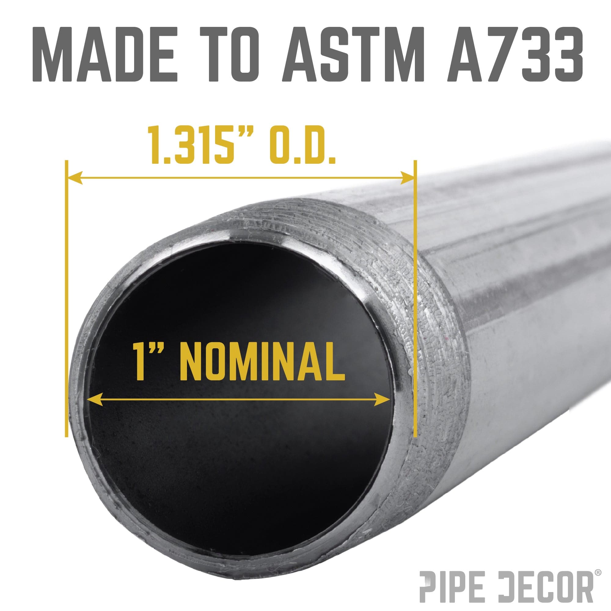 1 in. x 12 in. Black Pipe - PhishStones Products