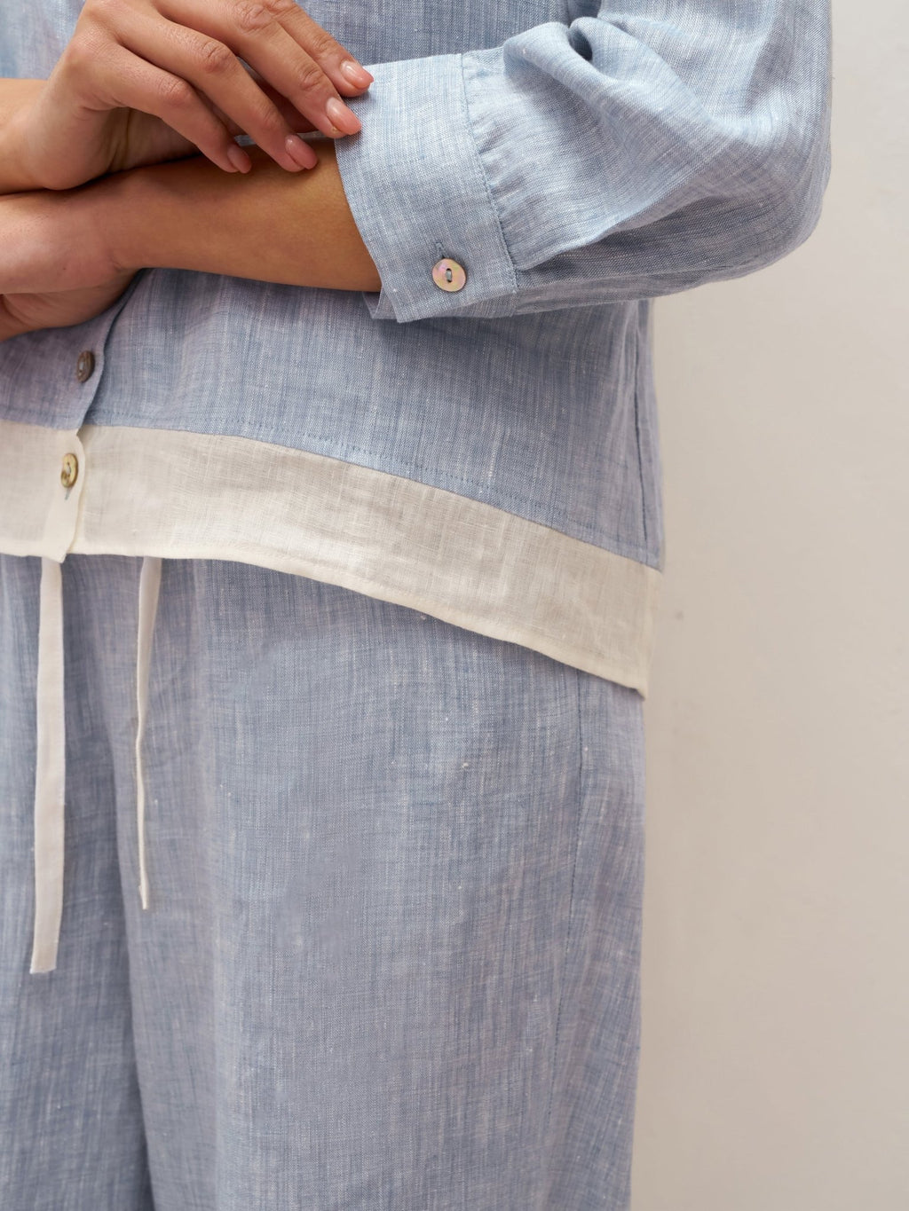 100% Linen Buttoned Closure Color - Blocked Shirt JANICE - PhishStones Products