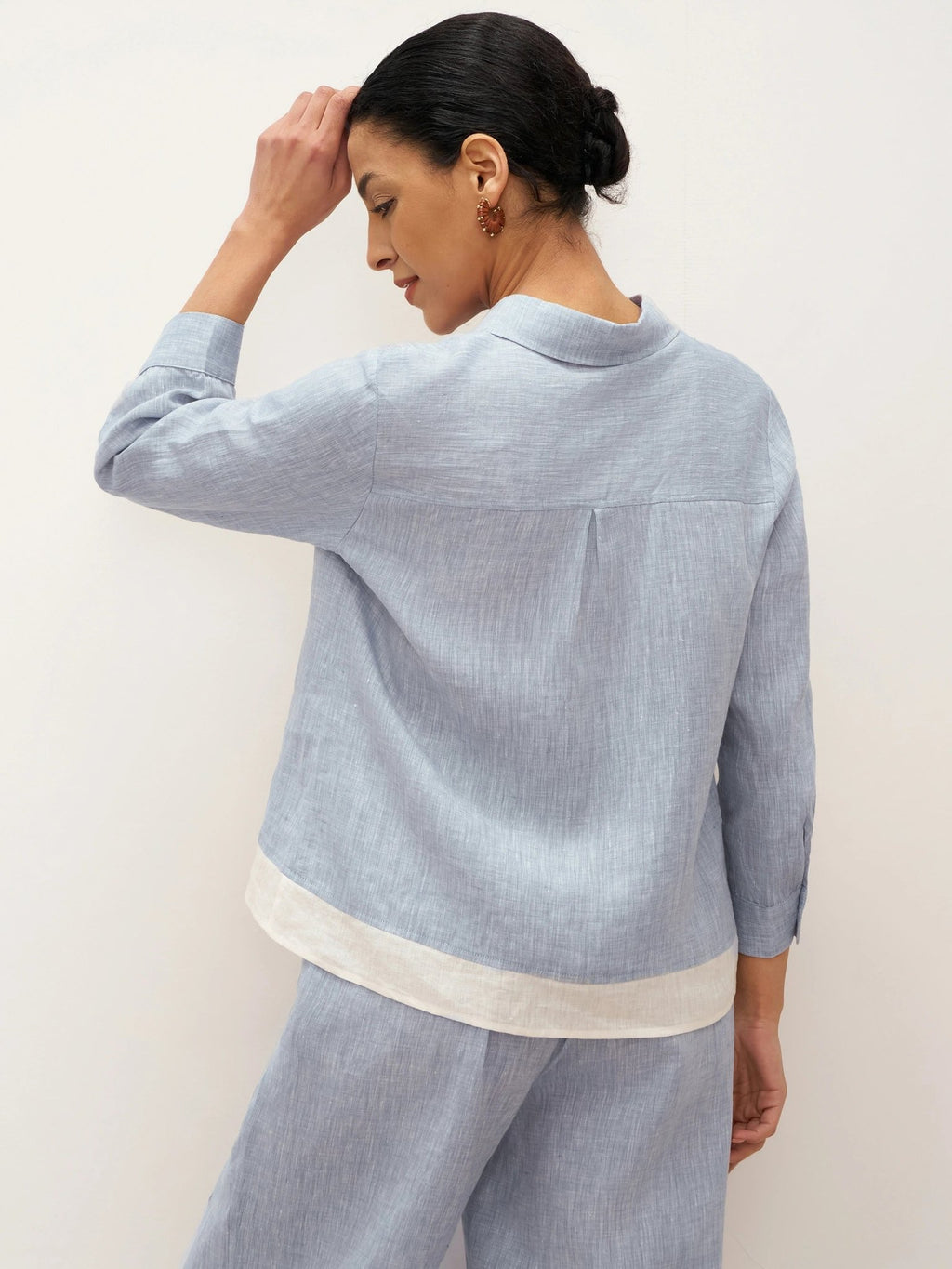 100% Linen Buttoned Closure Color - Blocked Shirt JANICE - PhishStones Products