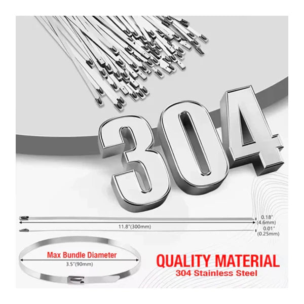 100 Pcs Heavy Duty 304 Stainless Steel Zip - PhishStones Products