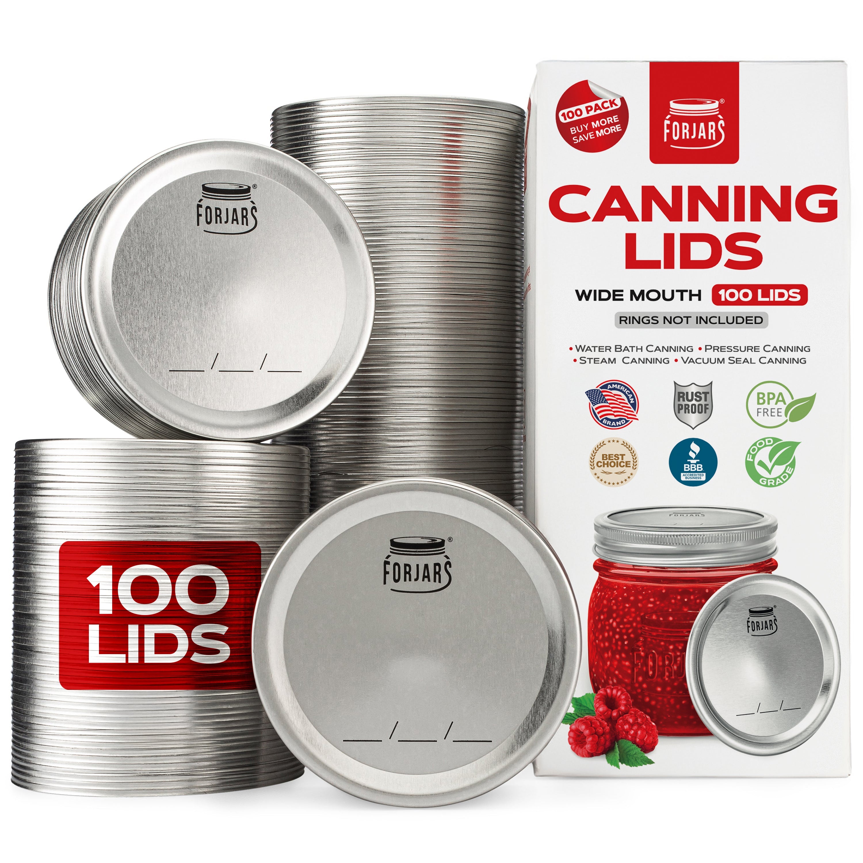 100 Wide Mouth Canning Lids - PhishStones Products