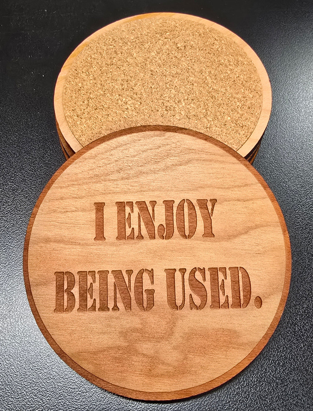 I Enjoy Being Used Patriotic Wood Coaster Set – Handcrafted by U.S. Veterans