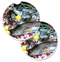 Fish and Beers from New Orleans Set of 2 Cup Holder Car Coasters Absorbent Round Sandstone Coasters Gifts for Men or Women, 2.5, Multicolor