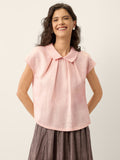 100% Linen Peter-Pan Collar Pintuck Top MIRIAM