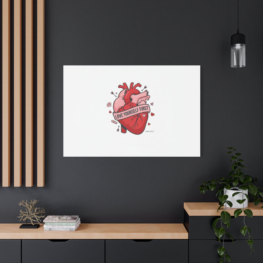 Love Yourself First Canvas, Hearts-with-a-Twist, Anti-Valentine Art