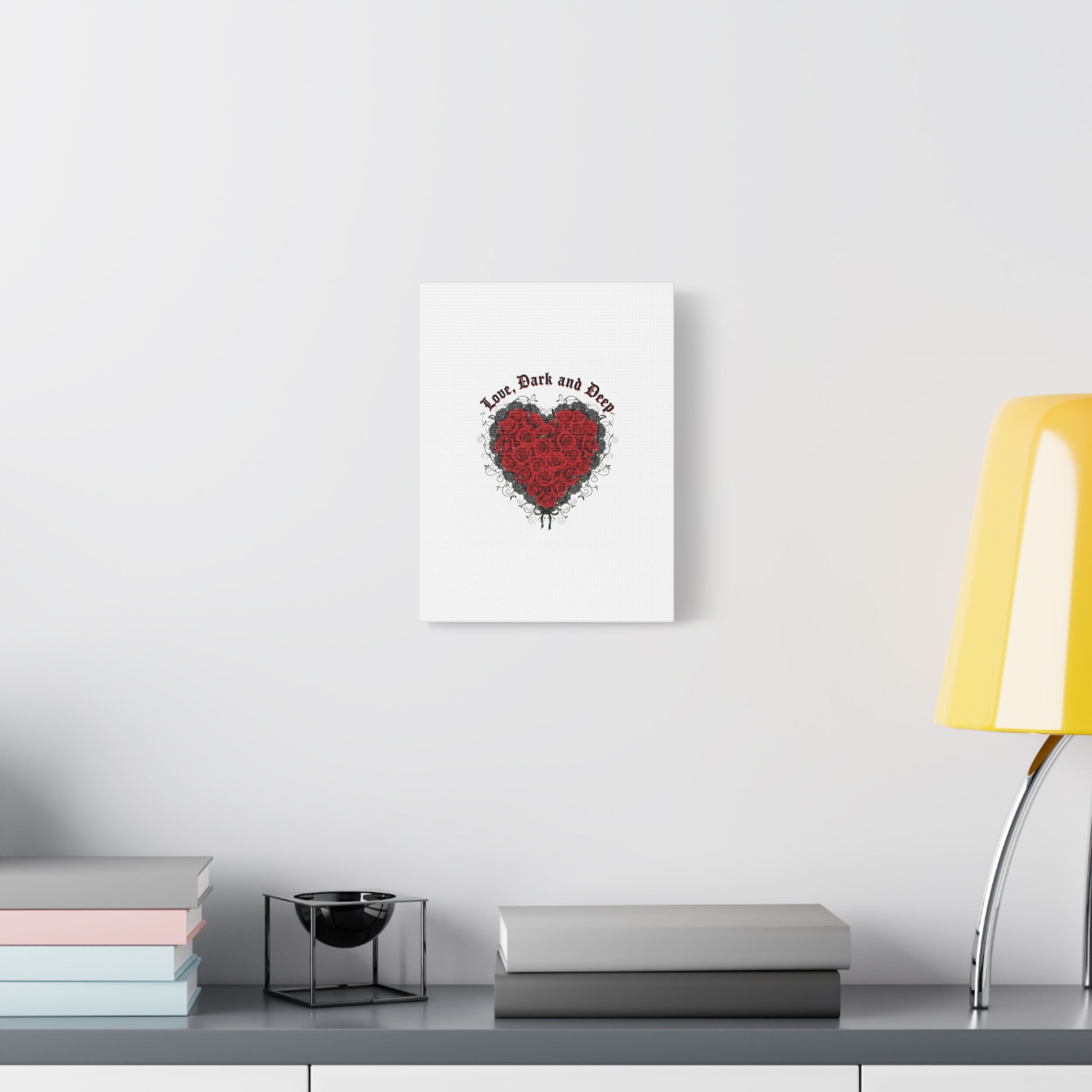Love Dark and Deep Heart Canvas, Nu Romantic Gothic Romance, 80s Nostalgia