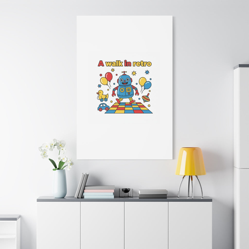 Retro Toy Robot Canvas | Throwback Kid, Primary Color Nostalgia