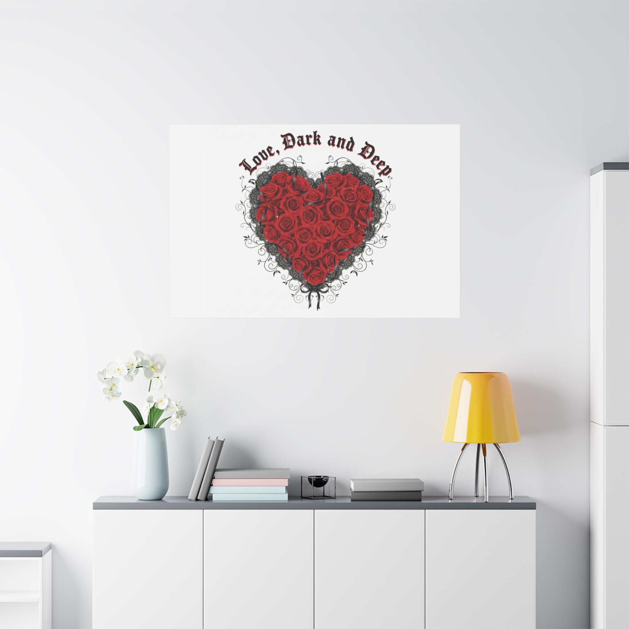 Love Dark and Deep Heart Canvas, Nu Romantic Gothic Romance, 80s Nostalgia