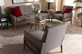 Baxton Studio Perris Mid-Century Modern Light Grey Fabric Upholstered Walnut Finished Wood 3-Piece Living Room Set