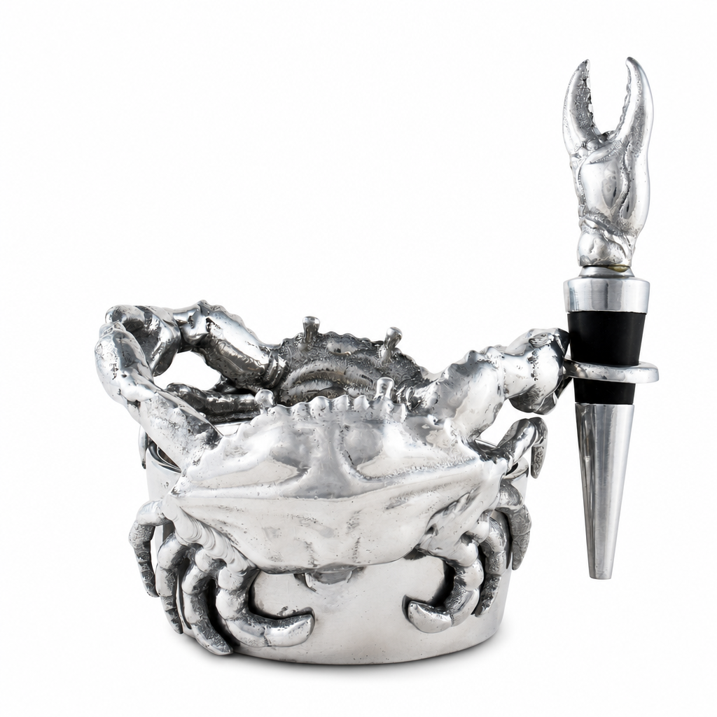Crab Wine Caddy and Stopper Set