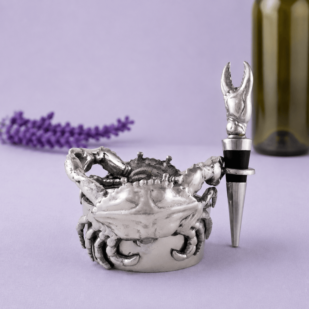 Crab Wine Caddy and Stopper Set