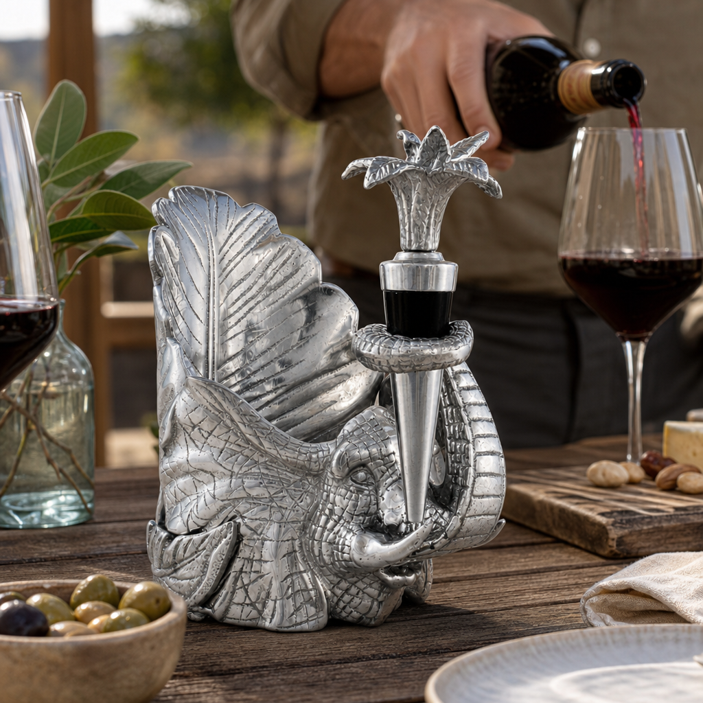 Elephant Wine Coaster and Stopper Set
