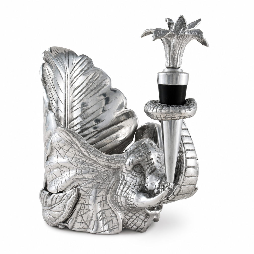 Elephant Wine Coaster and Stopper Set