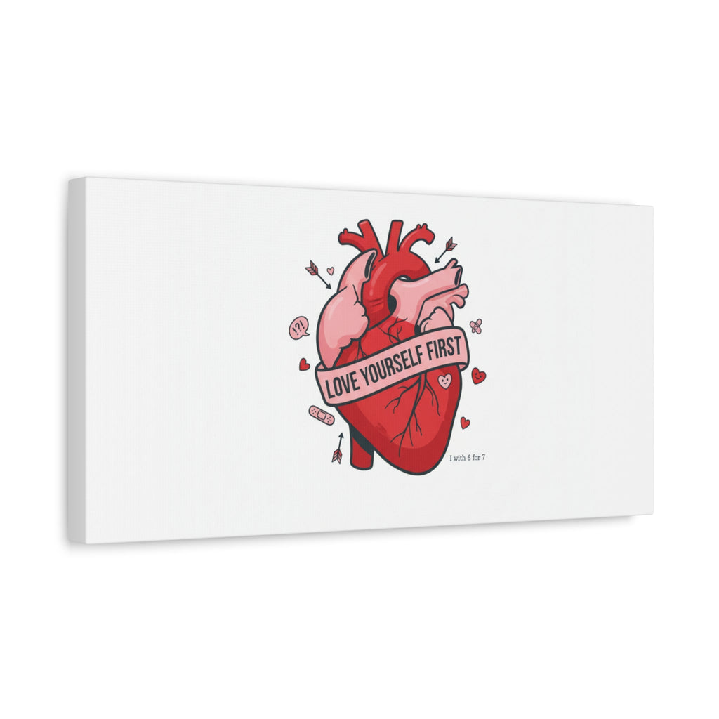 Love Yourself First Canvas, Hearts-with-a-Twist, Anti-Valentine Art