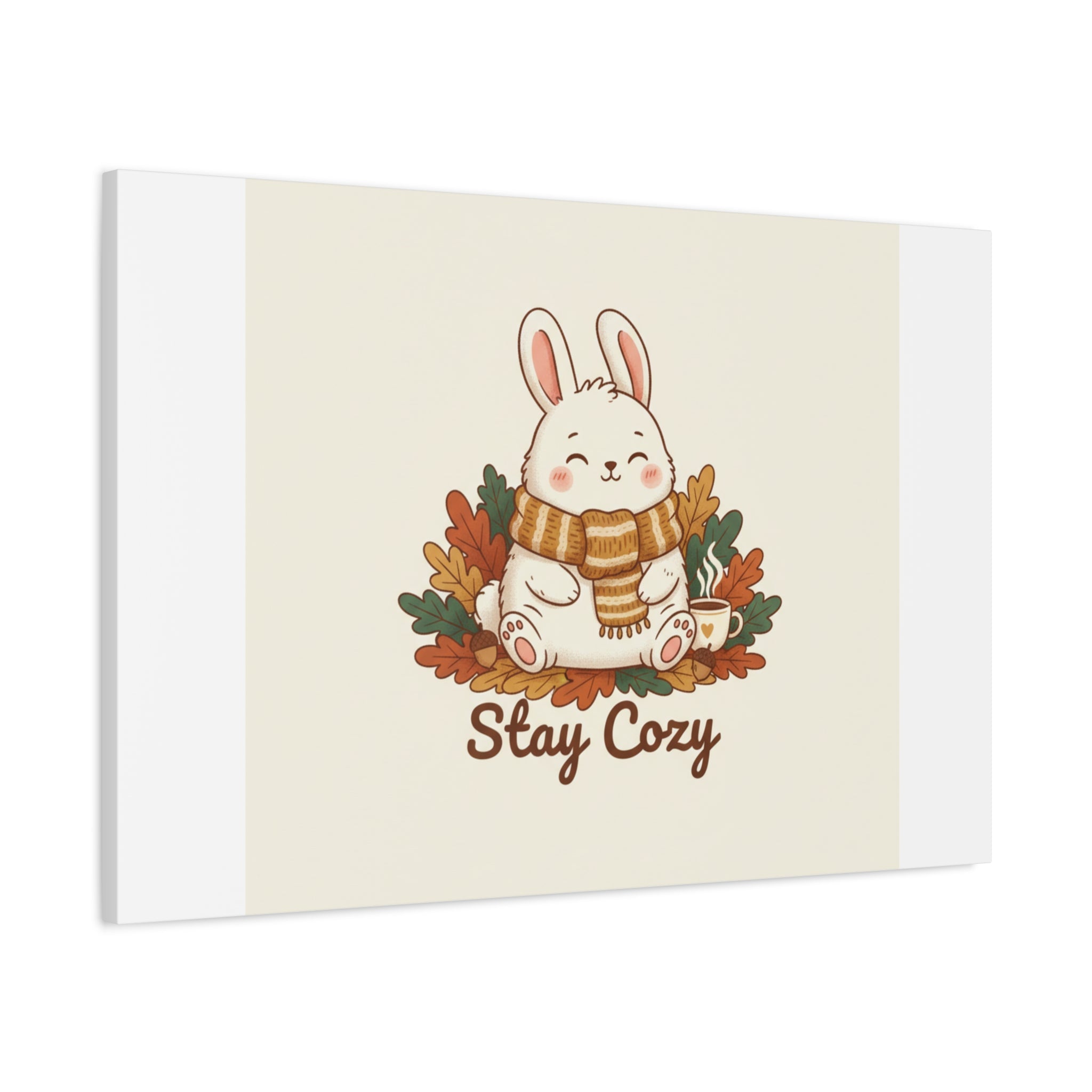 Cozy Bunny Illustration Canvas | Cute Critter Winter Forest Art