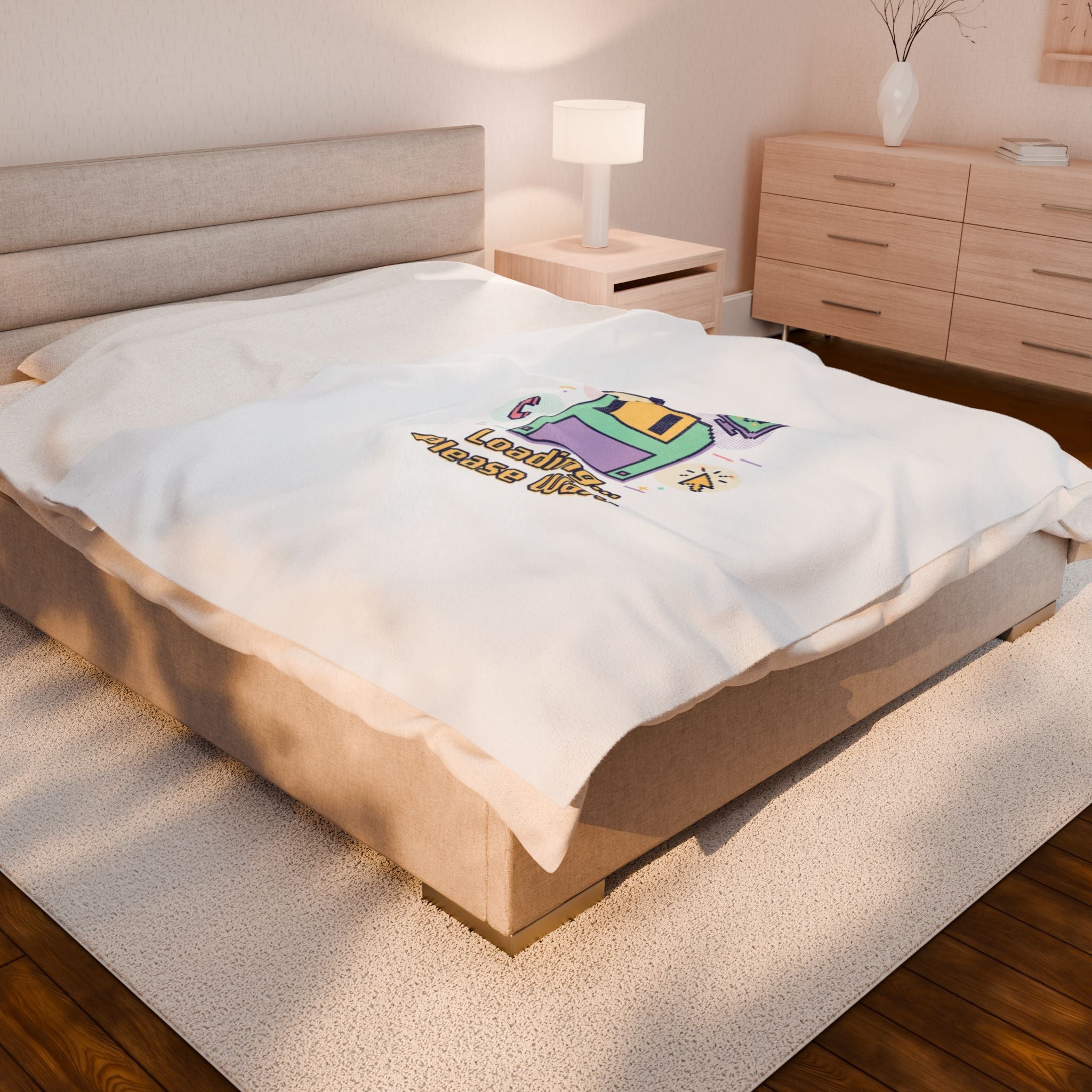 Loading Please Wait pixel art Velveteen Plush Blanket | Old Internet Aesthetic