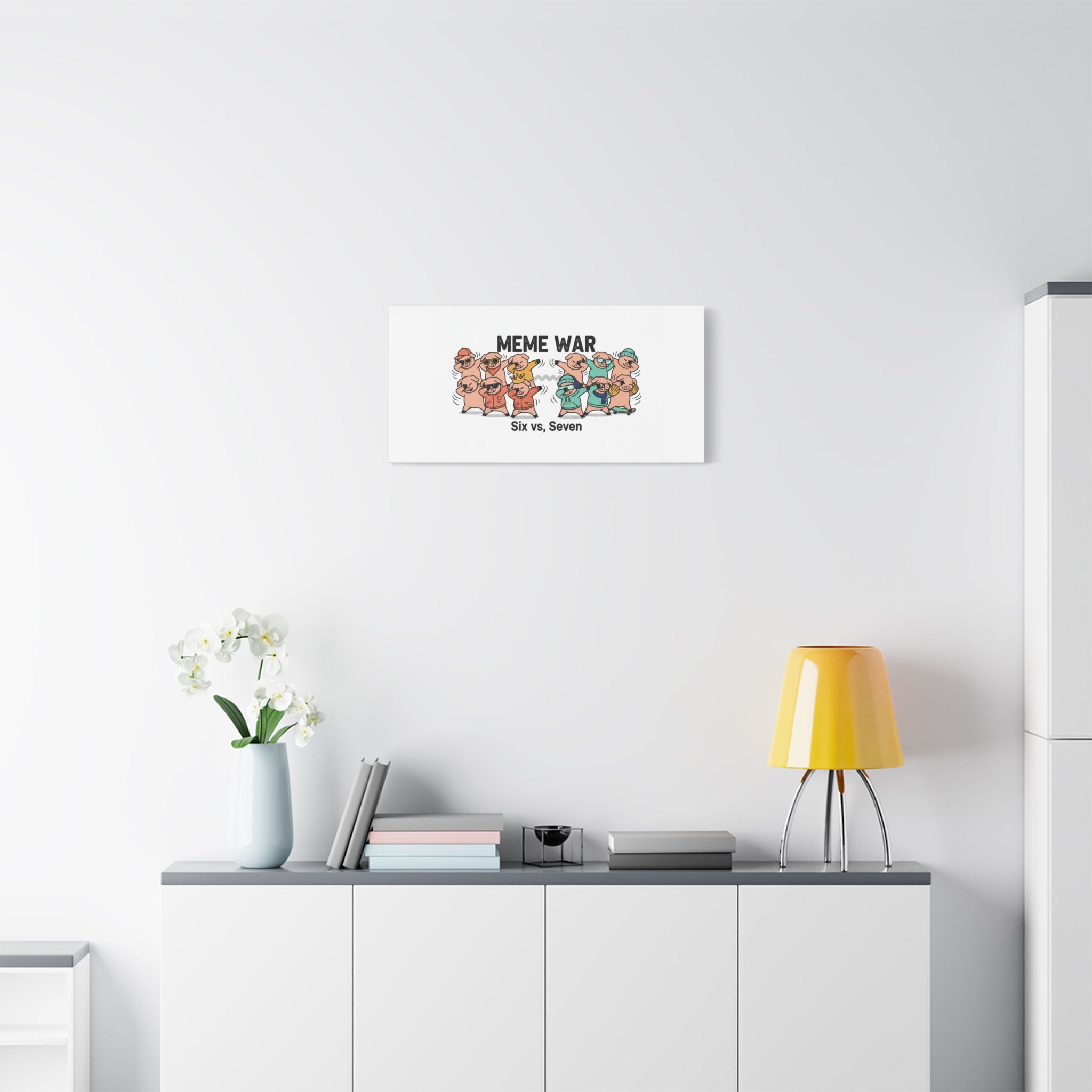 Meme War: Six vs. Seven Canvas Wall Art