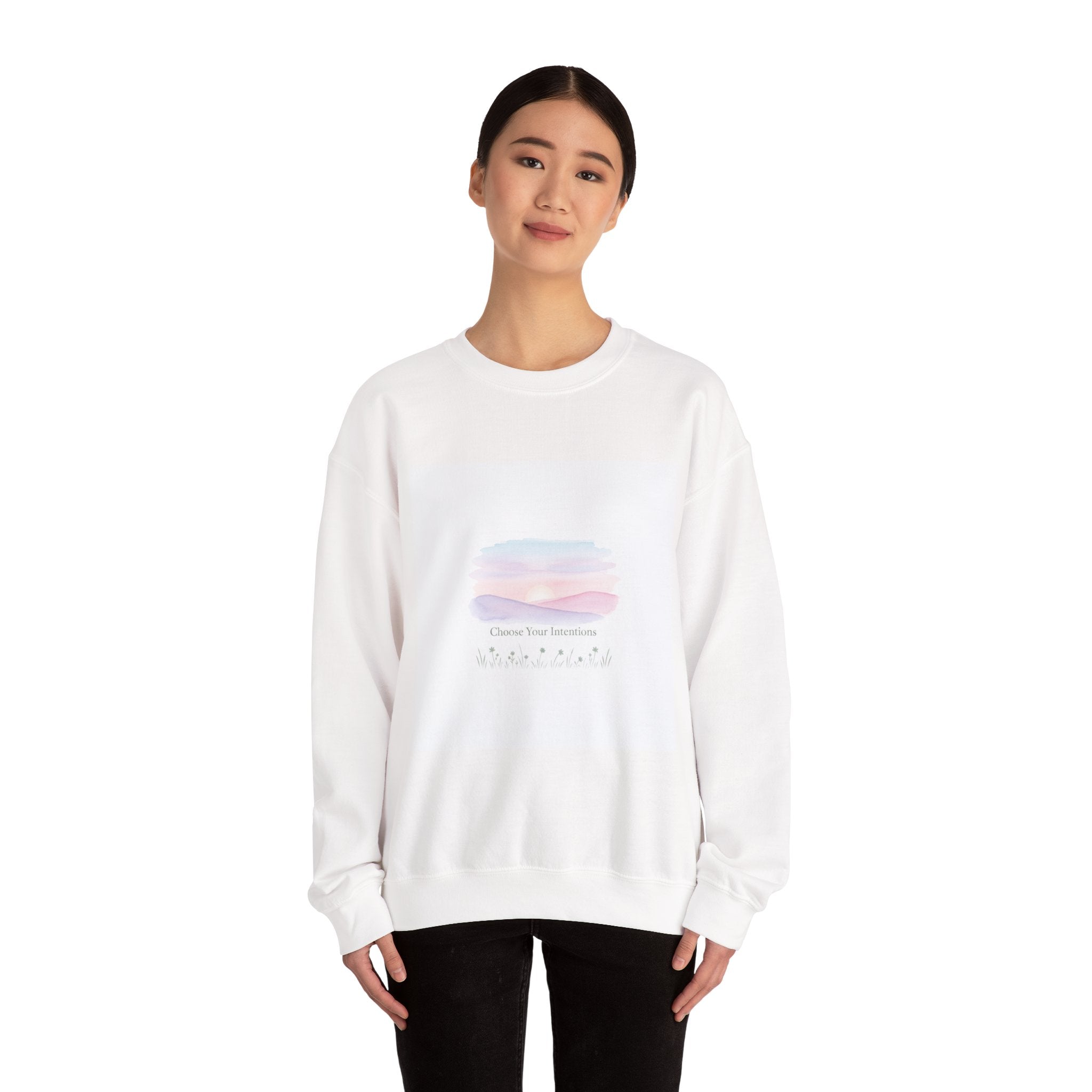 Choose Your Intentions Sweatshirt | mindful goal shirt, gentle resolution art