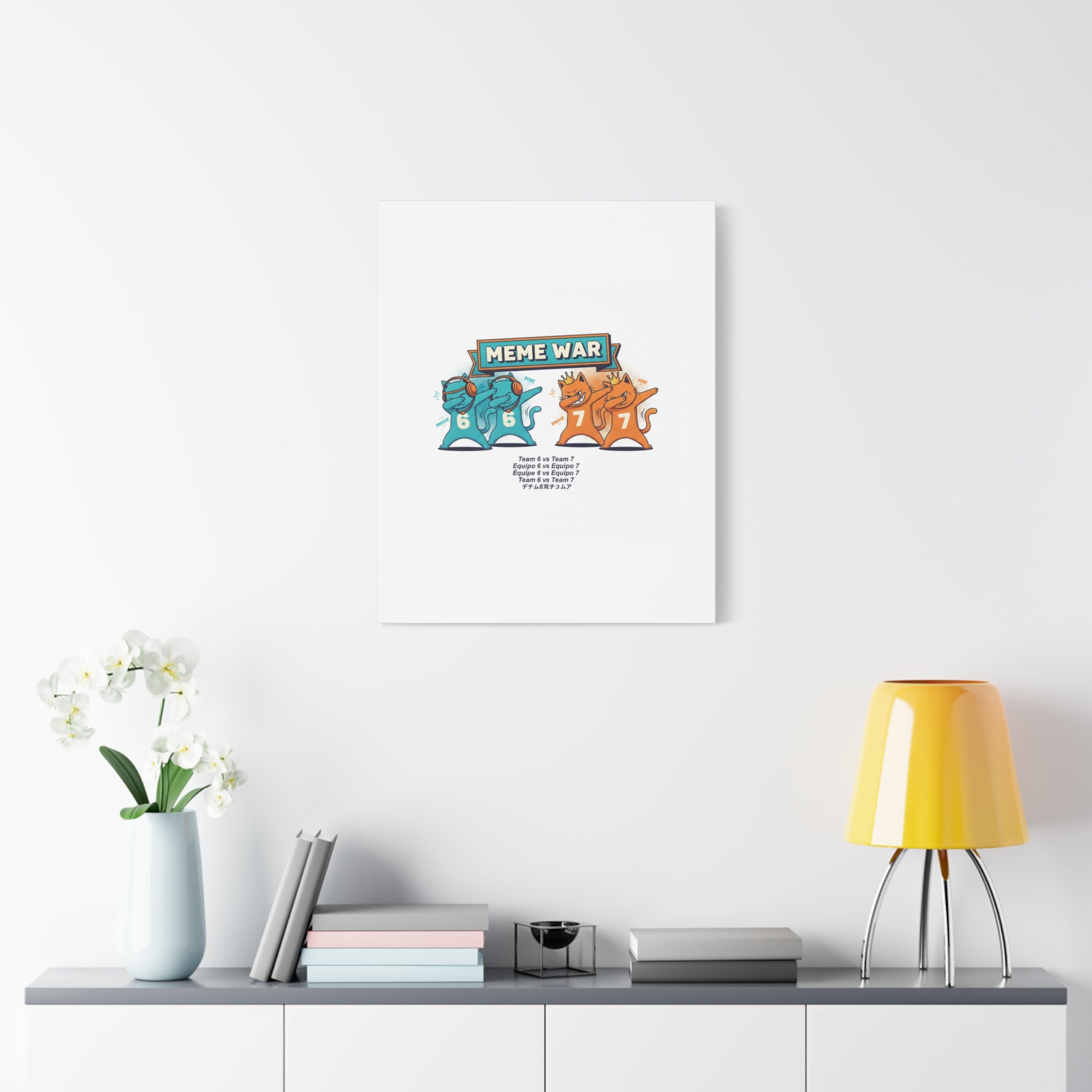 Meme War: Six vs. Seven Canvas Wall Art