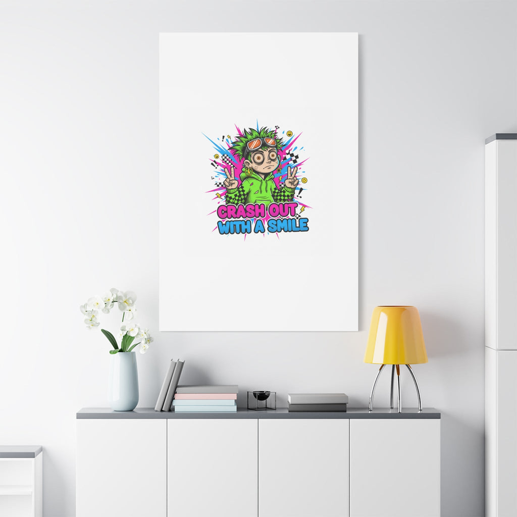 Crash Out With a Smile Canvas Print | Neon Skate Graffiti, Meme Meltdown Art