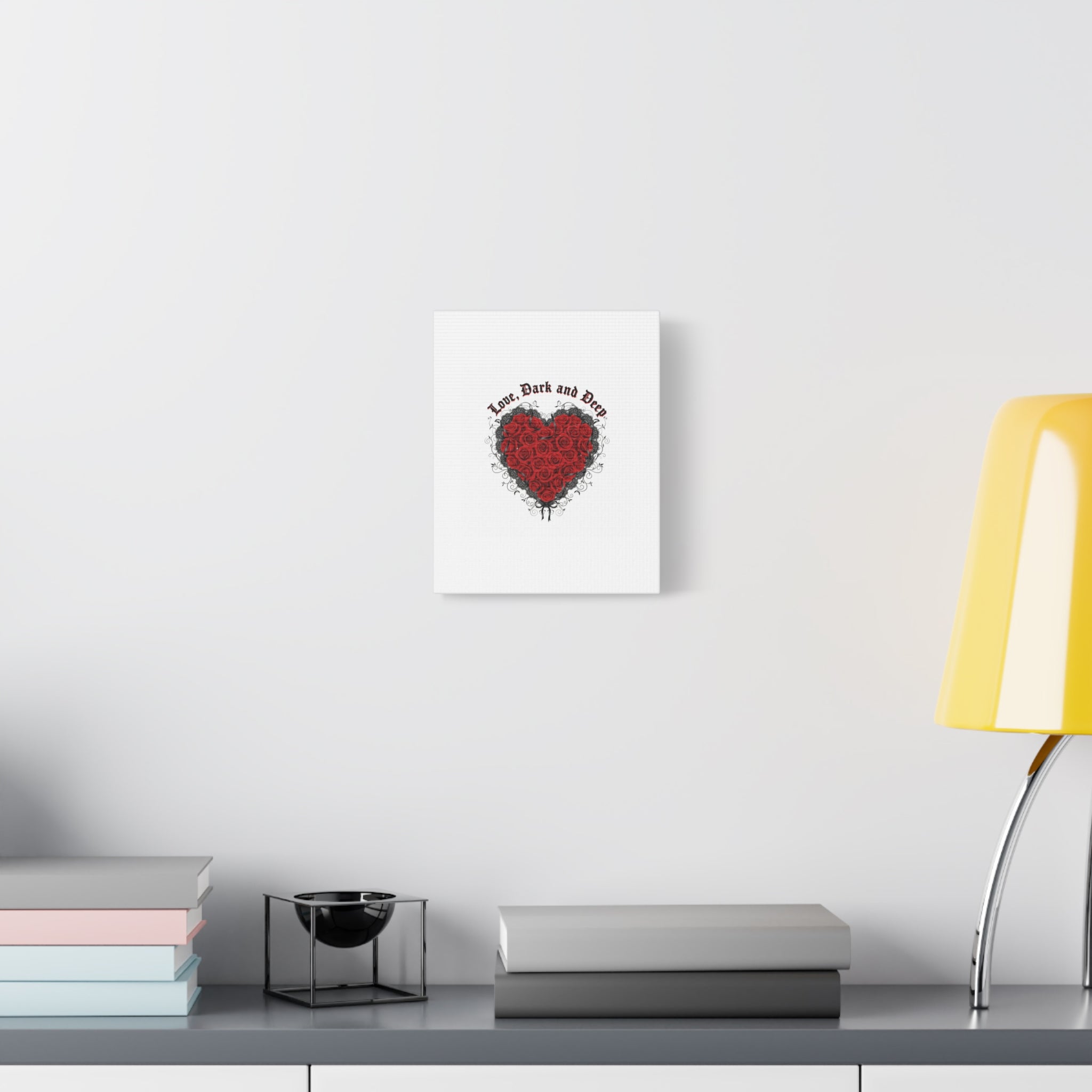 Love Dark and Deep Heart Canvas, Nu Romantic Gothic Romance, 80s Nostalgia