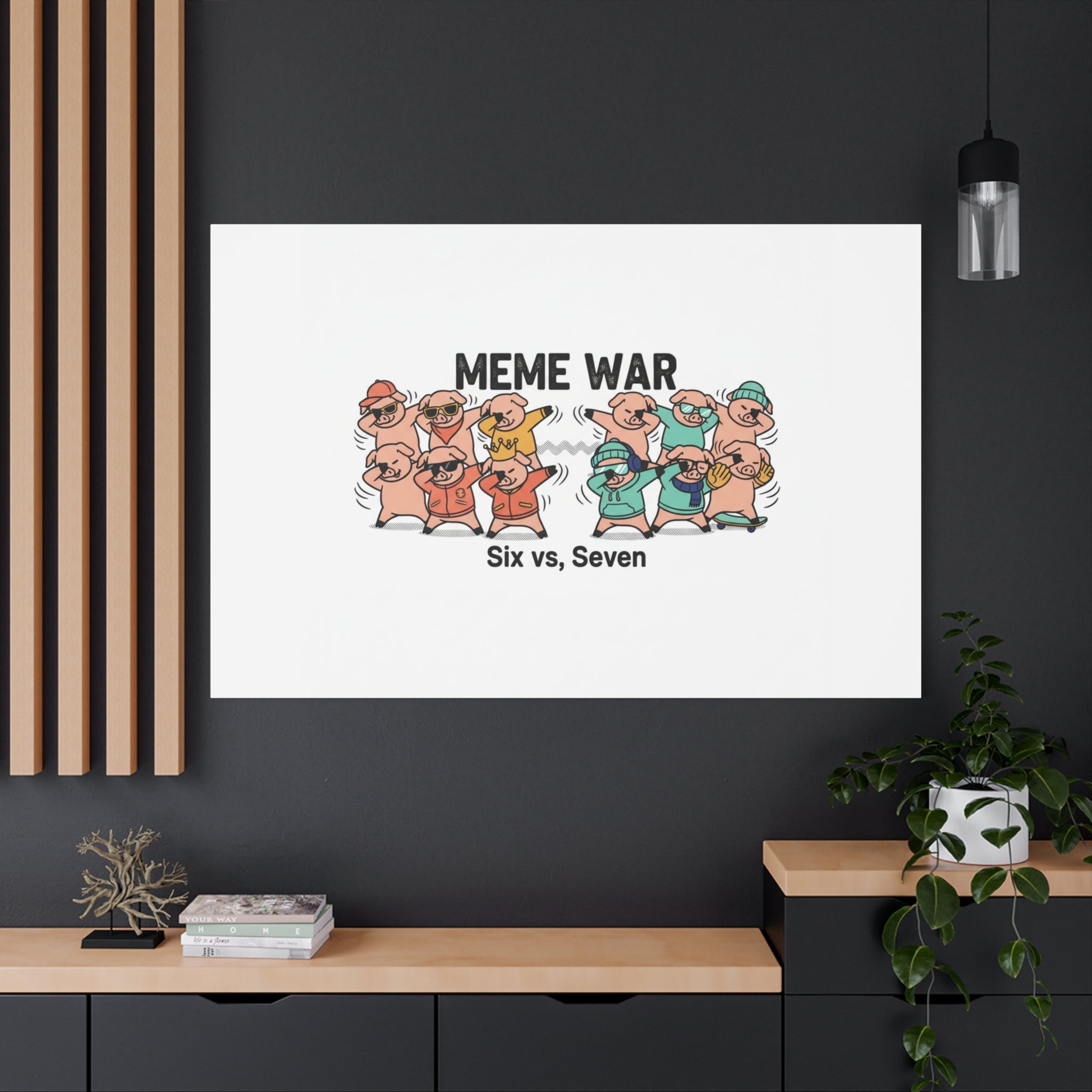 Meme War: Six vs. Seven Canvas Wall Art