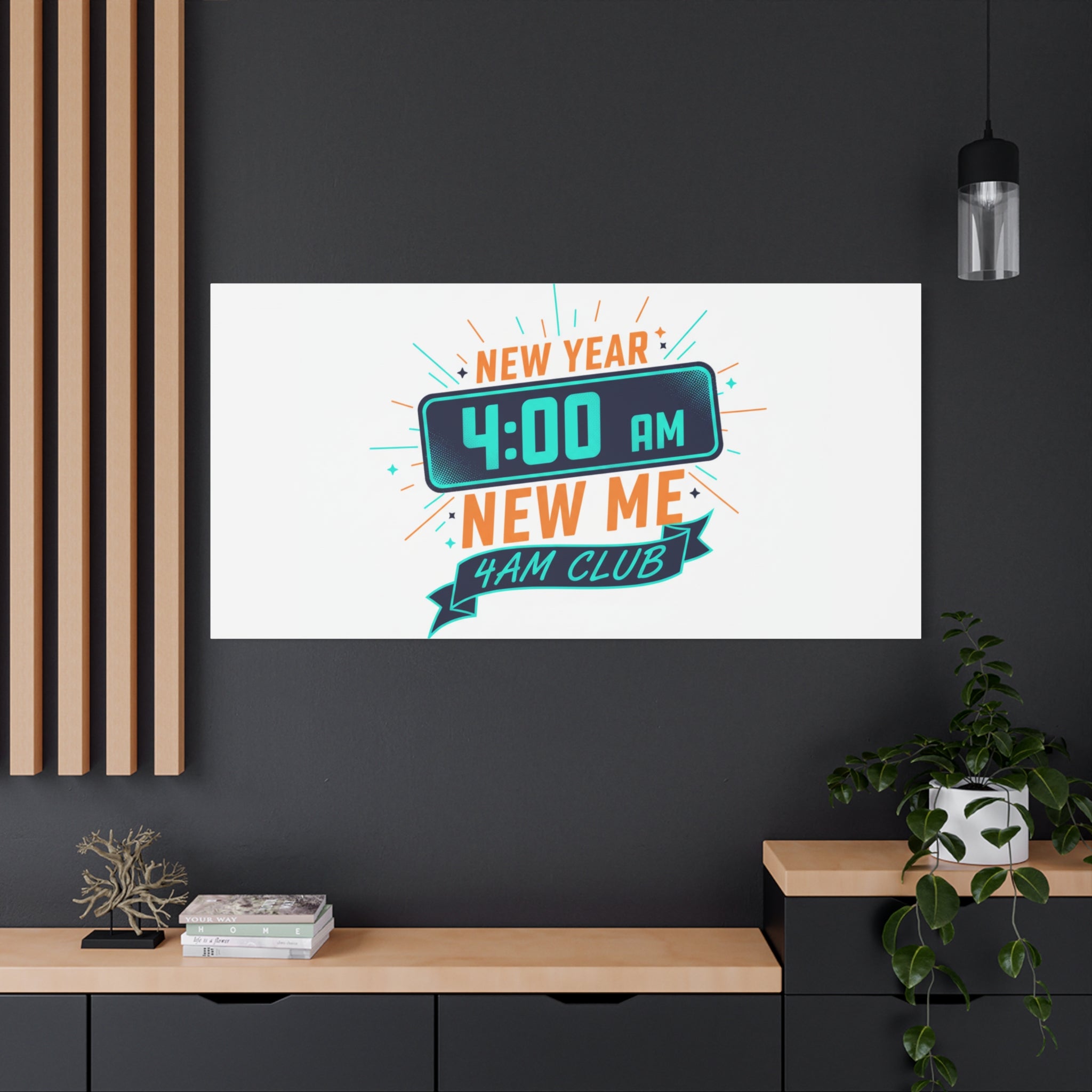 4AM Club New Year Graphic Canvas | Holiday Party Novelty, Festive New Year Decor