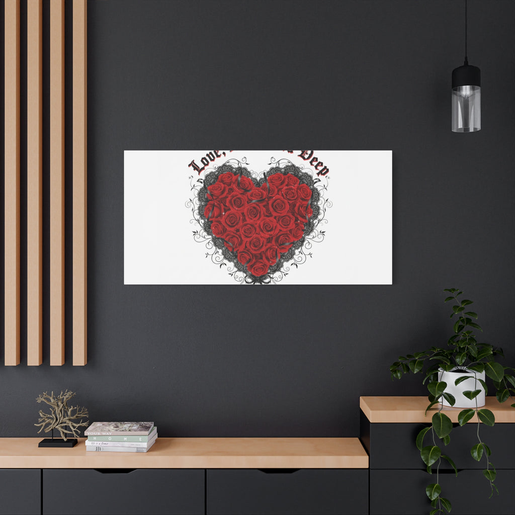 Love Dark and Deep Heart Canvas, Nu Romantic Gothic Romance, 80s Nostalgia