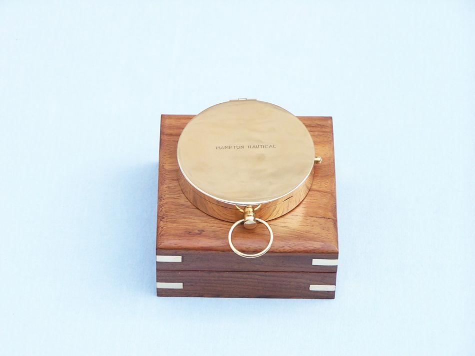 Solid Brass Gentlemen's Compass w/ Rosewood Box 4""