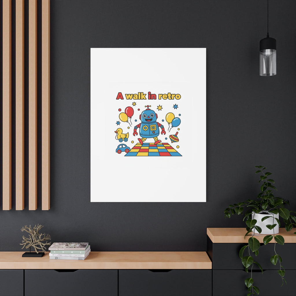 Retro Toy Robot Canvas | Throwback Kid, Primary Color Nostalgia